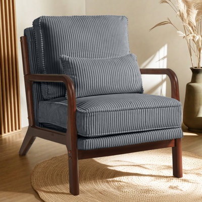 Chaise d'appoint en velours côtelé Mid-Century