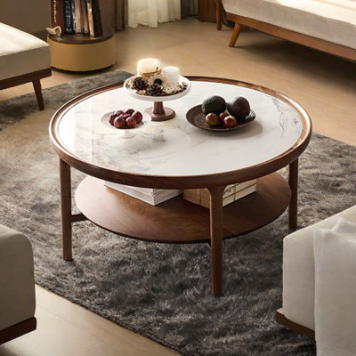 Black Walnut and Slab Stone Coffee Table