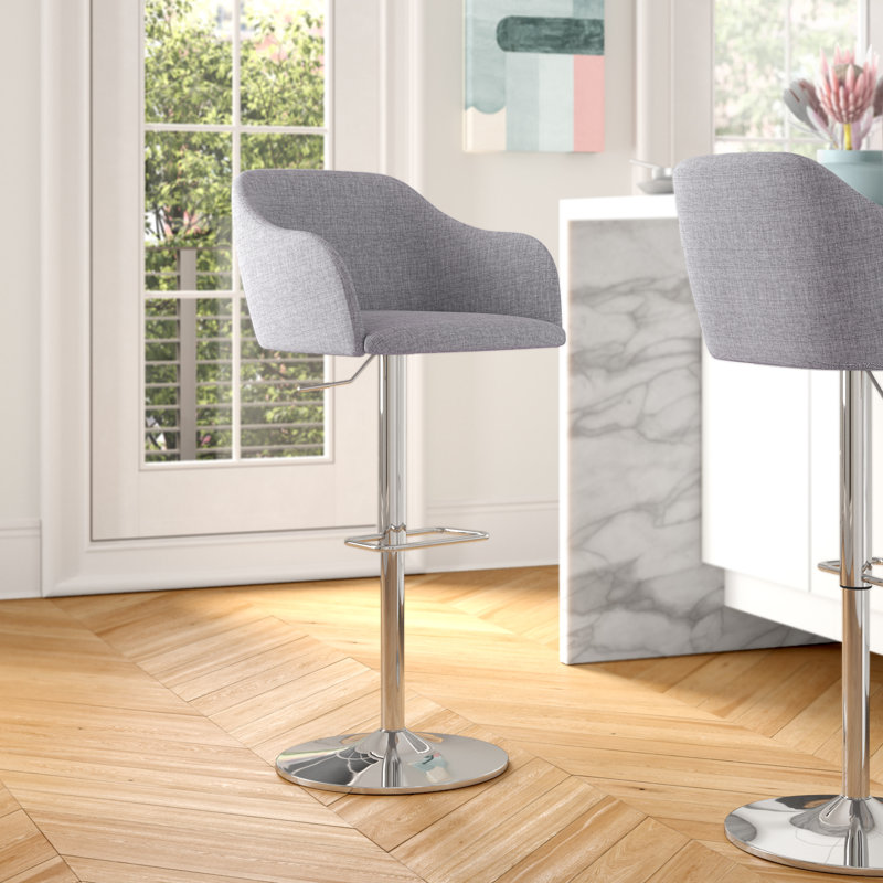 Tabouret de bar réglable Greely, Gris clair