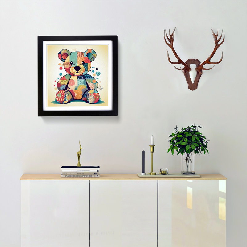 Teddy Bear Graphic Art - Framed Print, Black