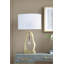 Lampe de table en forme de géode dorée D16 x 27,5 po avec abat-jour tambour blanc (assemblage de l'abat-jour requis)