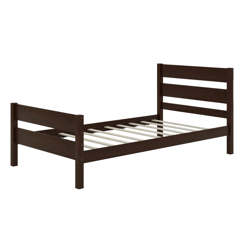 Wood Twin Bed Frame With Headboard And Footboard, Espresso
