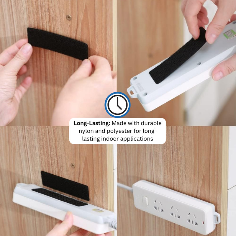 4"x1" Adhesive Hook and Loop Strip 6/pk