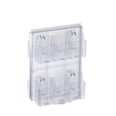 Double-Sided Revolving Pegboard Counter Display with Brochure Pockets 16"W x 20.25"H