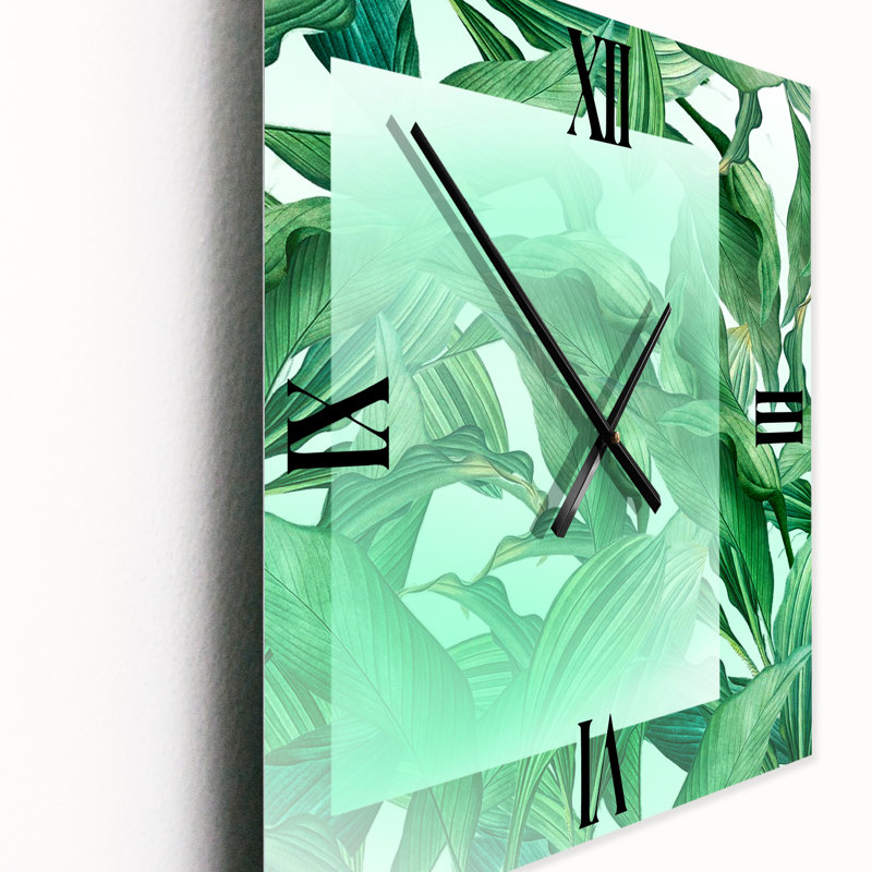 Horloge murale feuilles de palmier tropicales, Petit