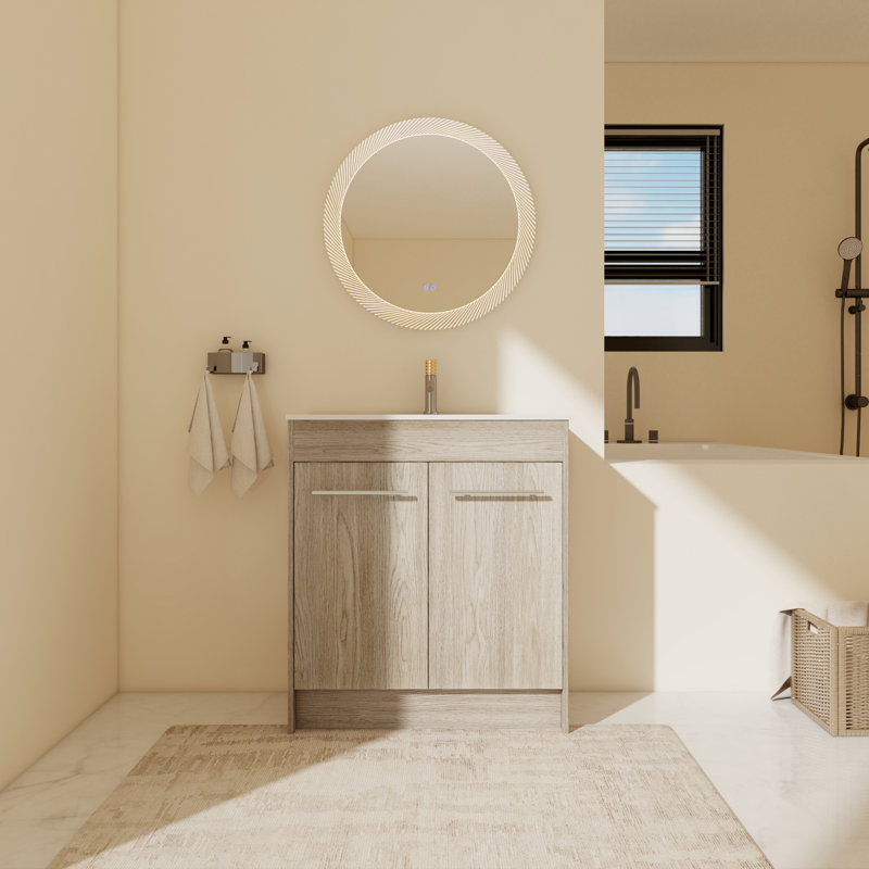 Meuble-lavabo simple sur pied 29,73 po avec plateau en résine