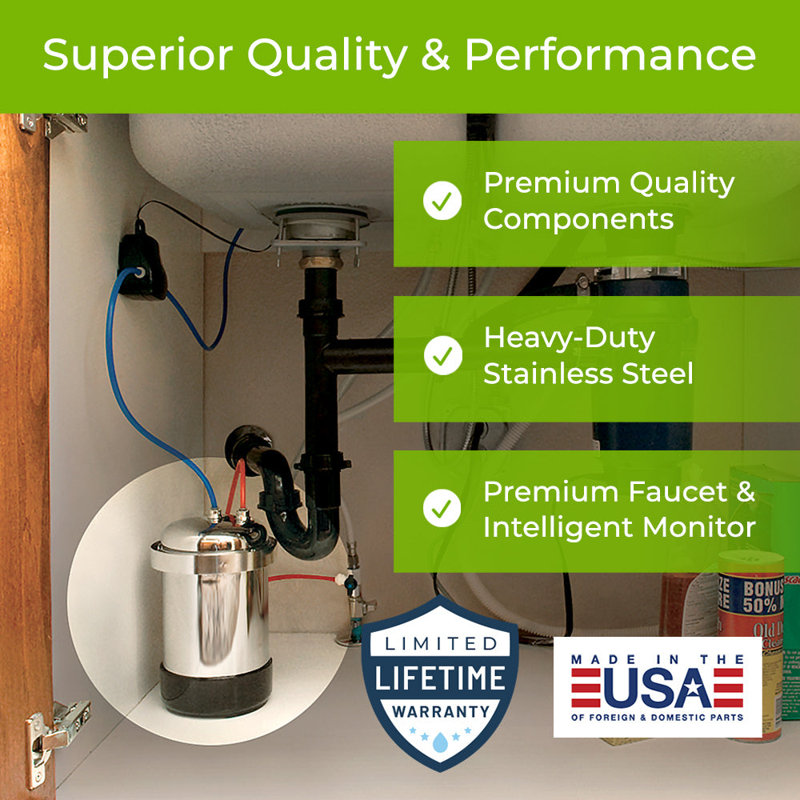 WaterChef U9000 Premium Under-Sink Water Filtration System w Intelligent Monitor, Polished Chrome