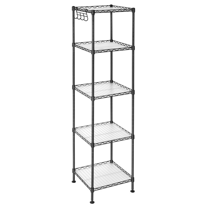Support de rangement pour salle de bain à 5 niveaux, Noir, noir, noir, noir