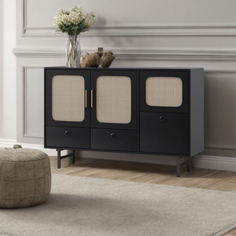 Buffet Kourtne, H 39,3 po x l 62,9 po x P 15,7 po, Noir
