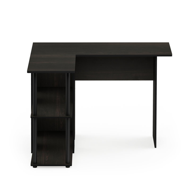 Angulo L-Shaped Computer Desk, Espresso, Black