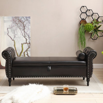 Banc de lit rembourré avec rangement à rabat