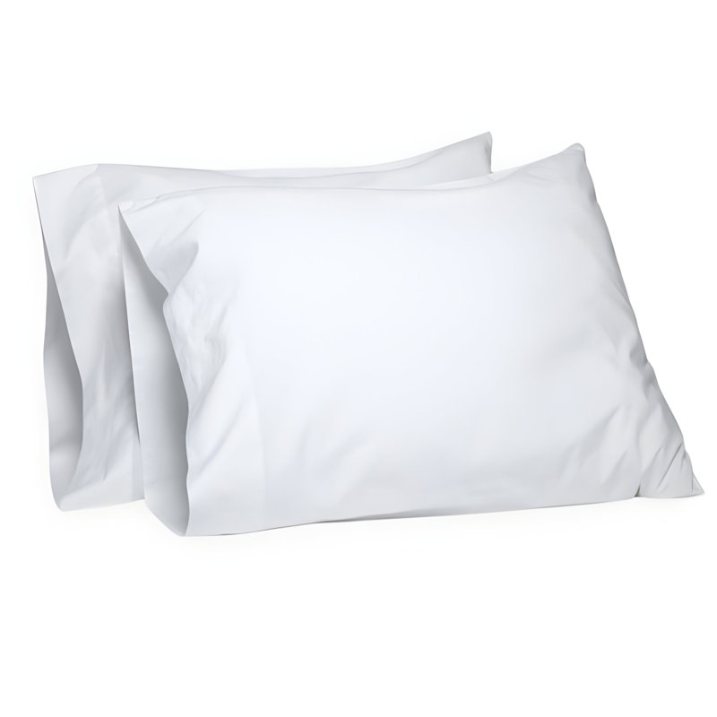 Ensemble de 2 taies d'oreiller en coton 300TC Percale, Blanc uni, H 20 po x l 26 po