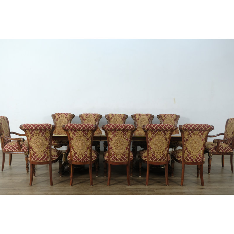 Modigliani 11 - Piece Extendable Dining Set, Red/Gold