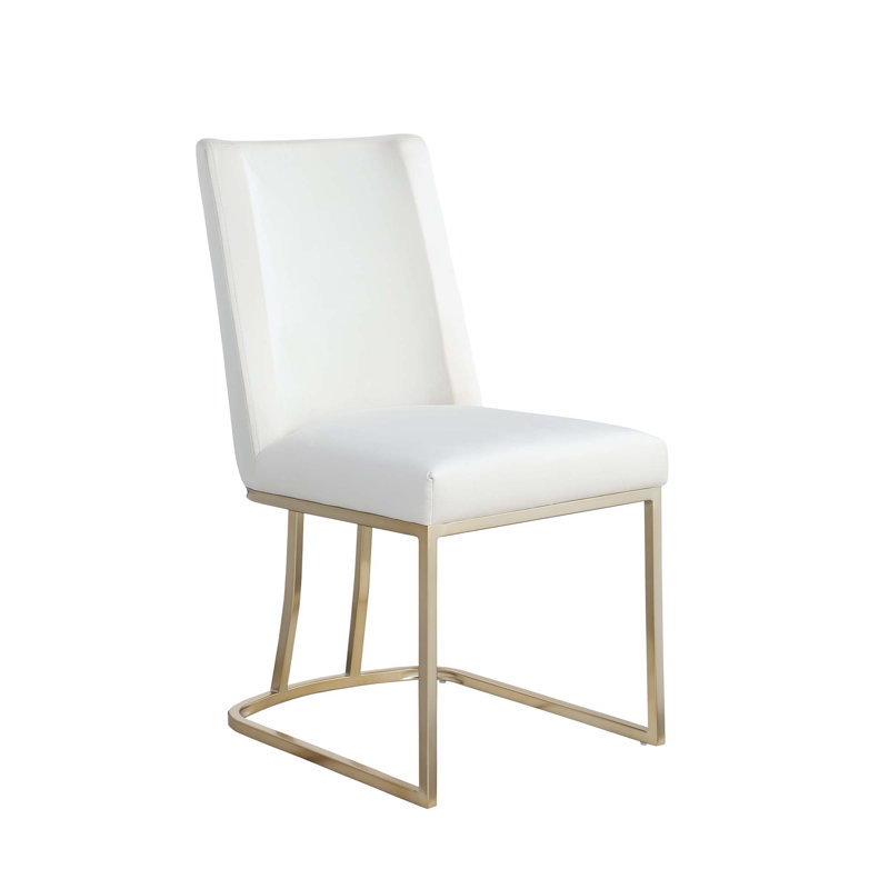 Chaises de salle à manger, chaise d'appoint rembourrée en velours, pieds en métal, Blanc