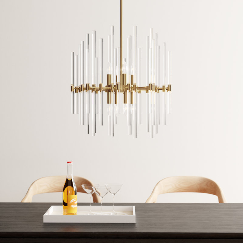 Chadley 8 - Light Dimmable Cylinder Chandelier, Heritage Gold, 21.75" H x 23.75" W x 23.75" D