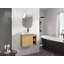 Meuble-lavabo de salle de bain avec lavabo en céramique blanc, armoire de salle de bain murale avec porte à fermeture en douceur et tablette de rangement ouverte pour les petits espaces-129434509-129434508
