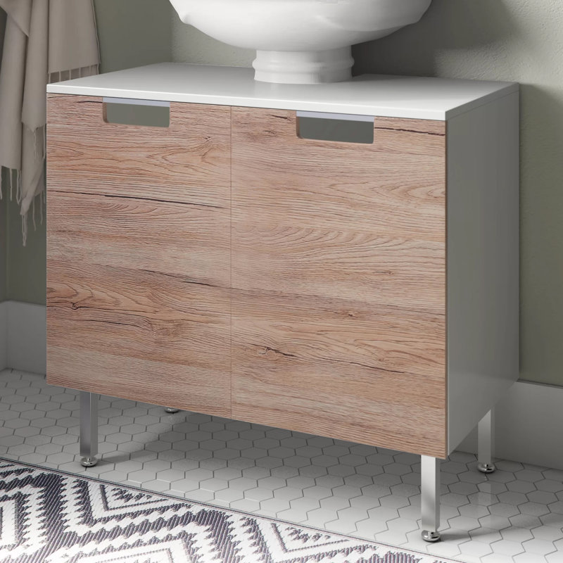 Mars Bathroom Storage Cabinet, White / Oak Nature Decor