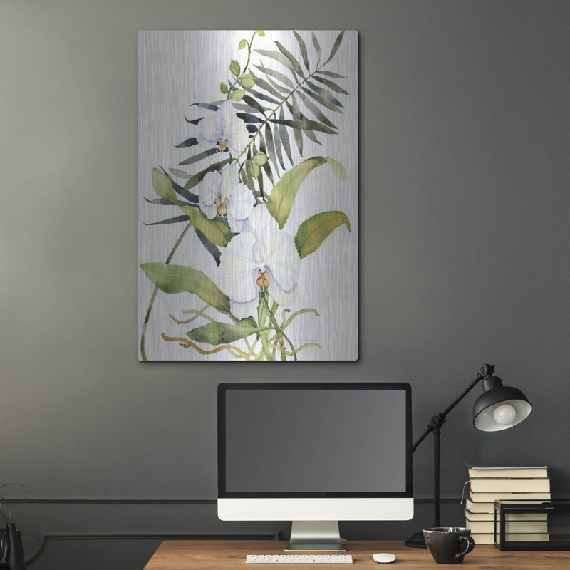 «Botanical Phalaenopsis» par Kathleen Parr, art mural en métal, H 36 po x l 24 po