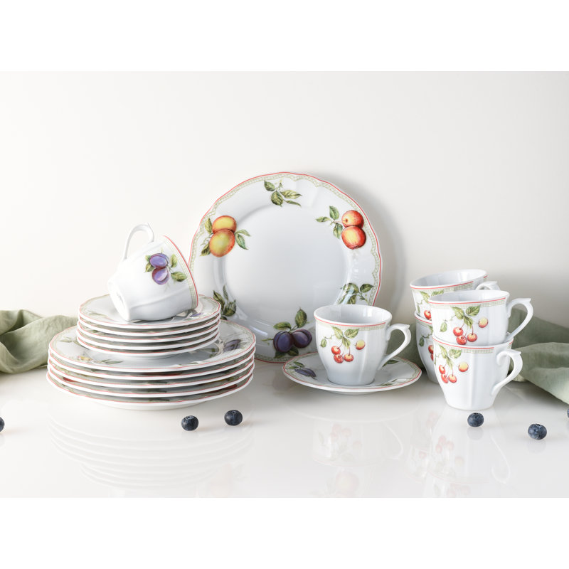 Flora Orchard 18 Piece Bone China Dinnerware Set, Service for 6