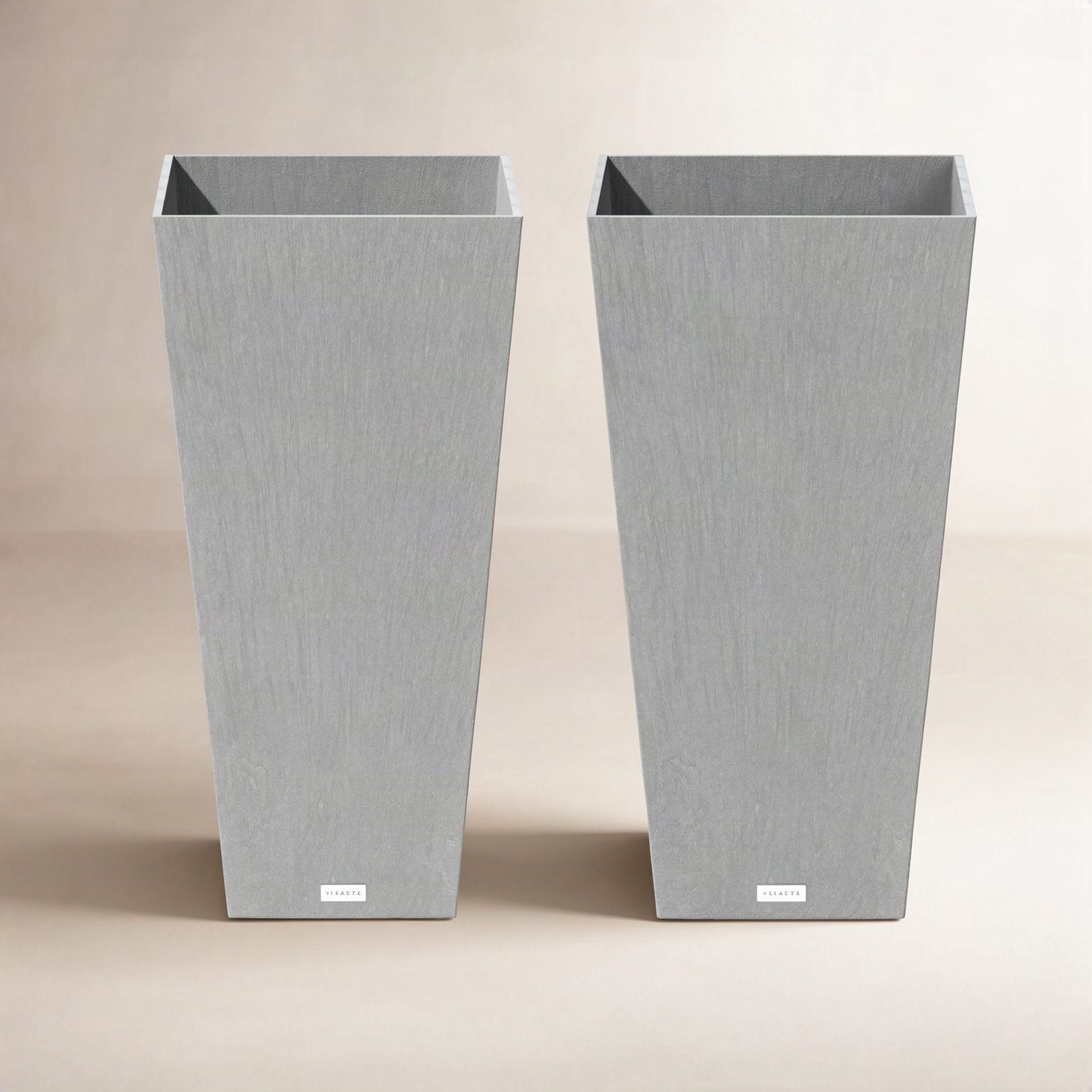 Veradek Pure Series Midland Planter, 24.25" H x 13.5" W x 13.5" D, Charcoal Gray, Set of 2