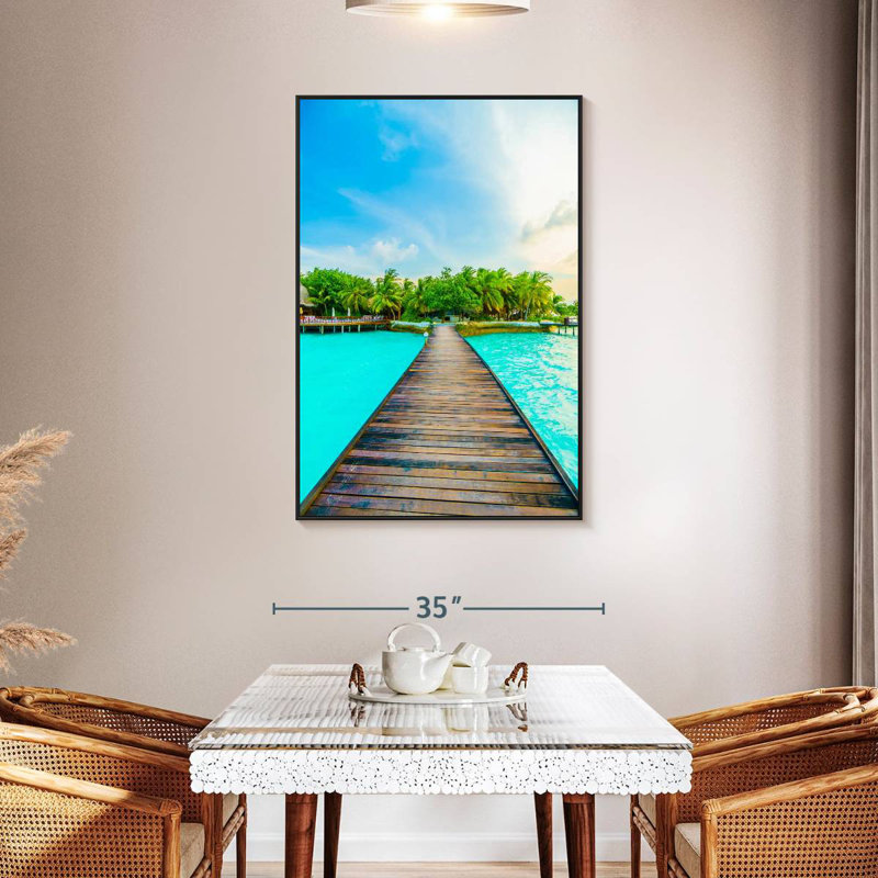 Maldives Tropical Jetty, 31" X 46", Floating Frame Black