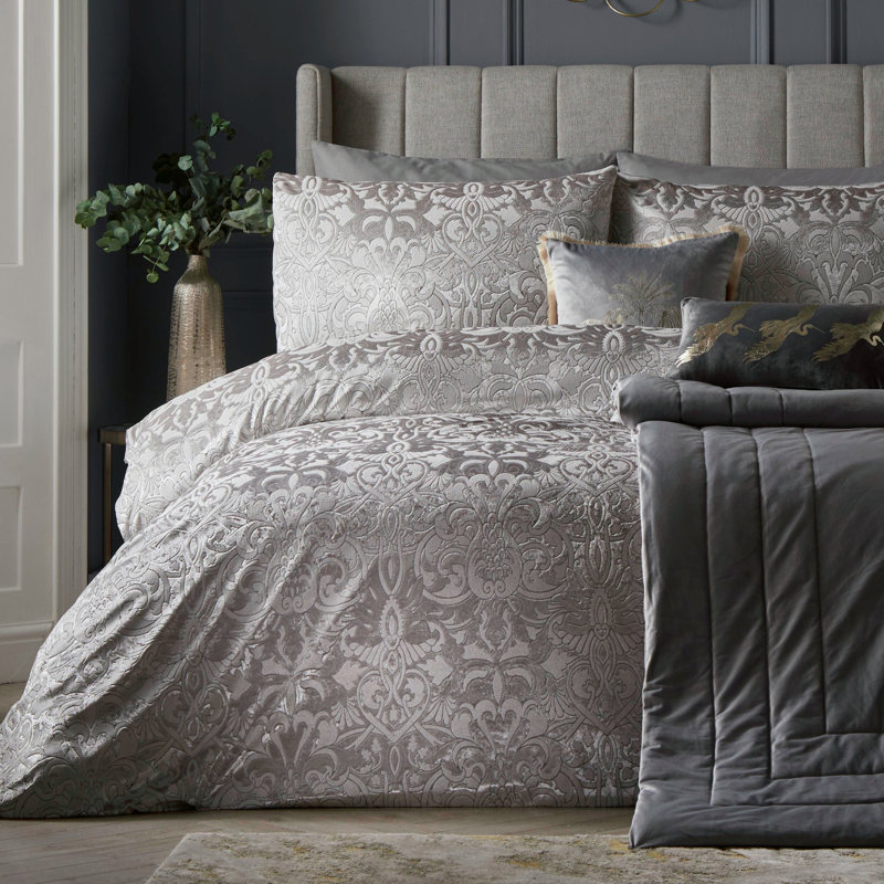 Polyester Duvet Set, Kingsize - 2 Standard Pillowcases, Silver