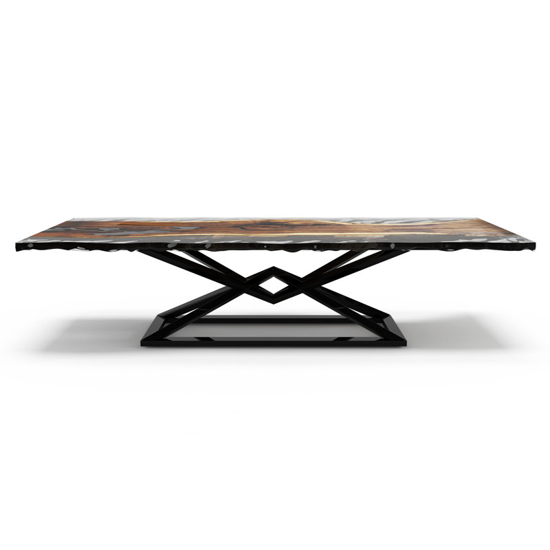 Table de salle à manger à piédestal en acier Abruzzo, L 42 po x L 96 po