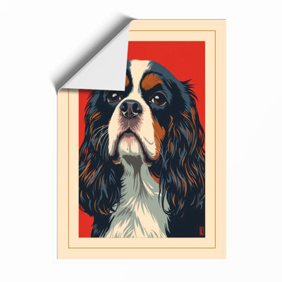 Spaniel in Red Japandi - Framed Print