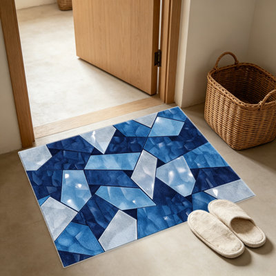 Tapis bleu marine et cristal bleu marine pour le salon, doux et confortable, convient à toutes les saisons, facile à entretenir, tapis de sol intérieur lavable à la machine, sous la table de ferme convenant à la chambre à coucher, à la salle à manger, au bureau, au balcon, au patio