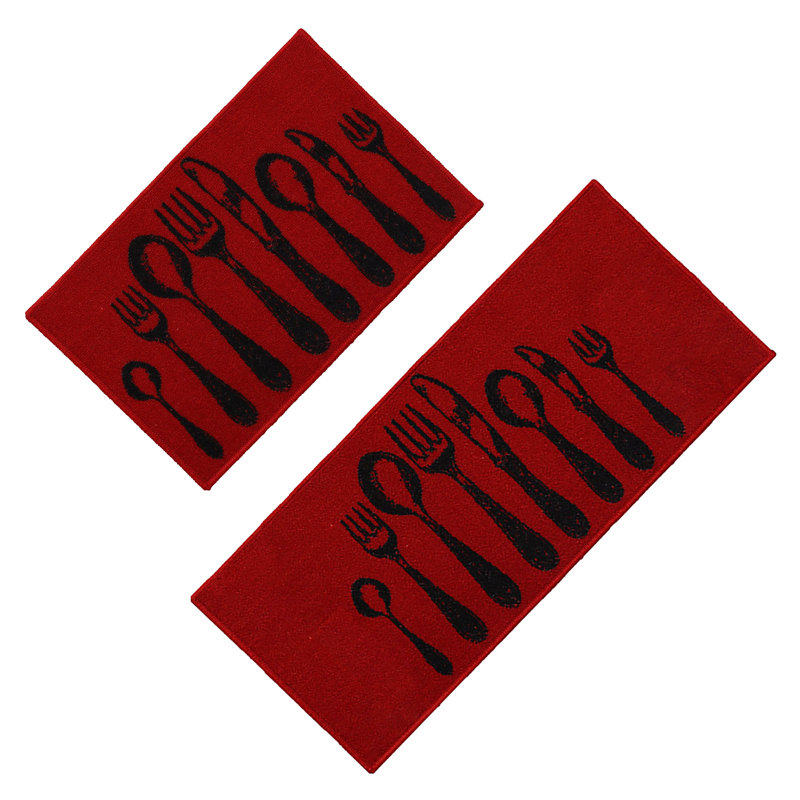2 Piece Chic Cutlery Anti-Fatigue Mat Set, Red