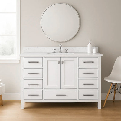 54 In. W X 22 In. D Single Sink Bath Vanity With Engineered Top