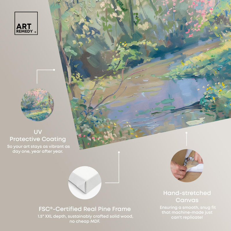 Pastel Creek Canvas Impressionism Art by Art Remedy, Wrapped Canvas, 24" H x 36" W