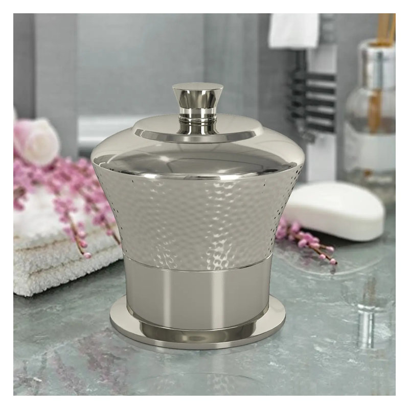 Meuble-lavabo classique en acier inoxydable avec couvercle pour boules de coton et écouvillons, gris acier
