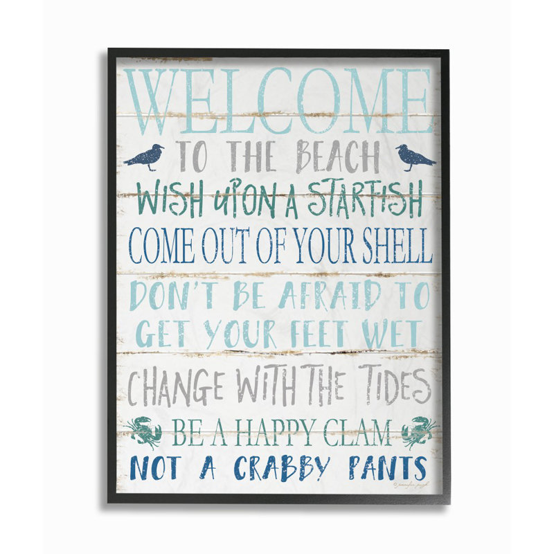 Welcome to the Beach, impression panoramique sur toile, H 30 po x l 24 po, Giclée encadrée noir minuit