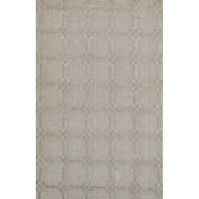 Wool Geometric Area Rug in Beige, Rectangle 4'2" x 6'2"