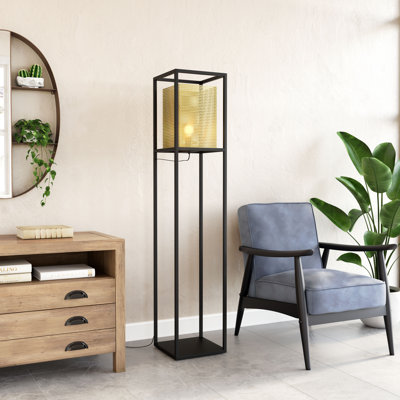 Lampe sur pied dorée et noire