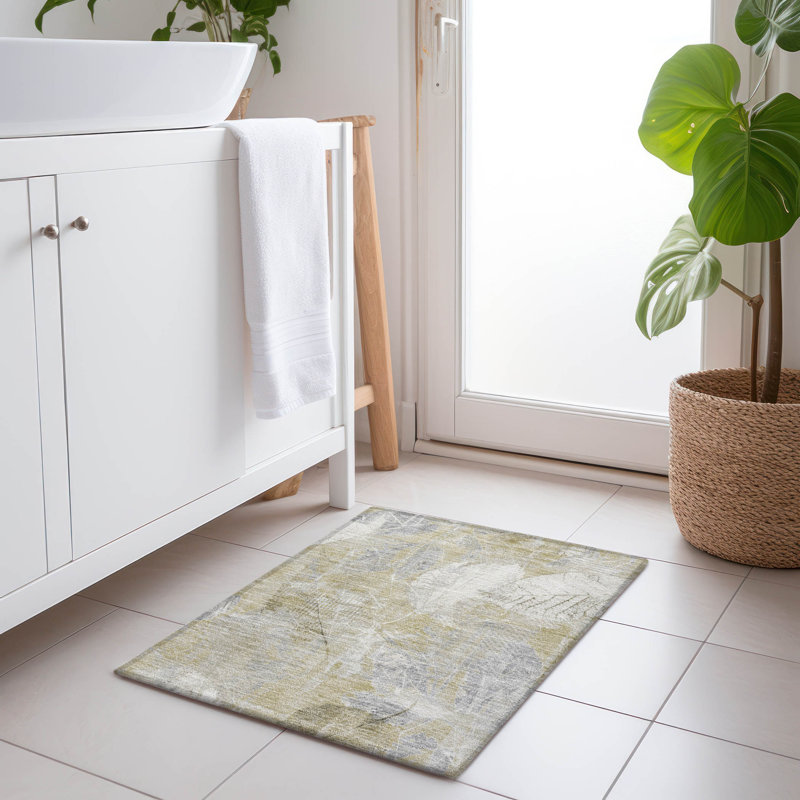 Machine Washable Indoor/Outdoor Xhevrie Beige Rug, Rectangle 1'8" x 2'6"
