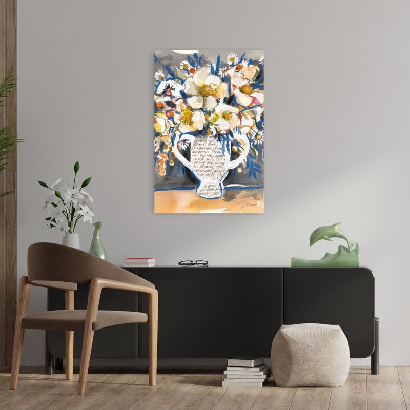 Une touche d'art abstrait bleu contemporain, H 36 po x l 24 po