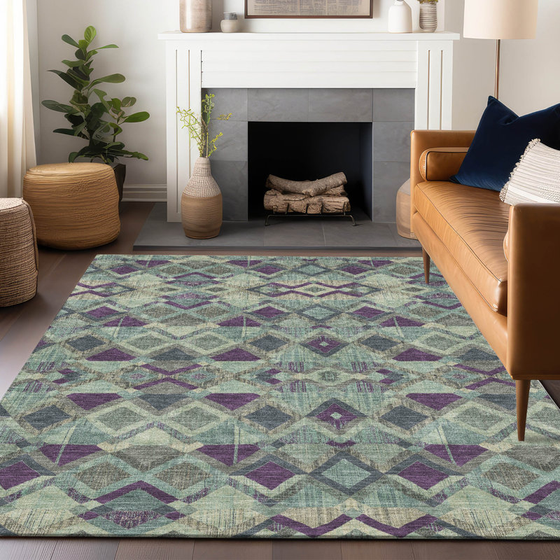 Tapis intérieur / extérieur bleu Rustira , 8' x 10'