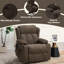 Fauteuil inclinable électrique en lin avec fonction de relevage et porte-gobelet