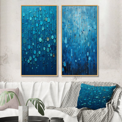 «Abstract Rainy Blue Collage - Abstract Shapes», ensemble de 2 reproductions d'art mural