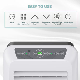 Shinco 10,000 BTU(ASHRAE) Portable Air Conditioner - 3-in-1 Cool/Dehumidifier/Fan for Rooms Up to 400 sq.ft, Remote Control & 24H Timer, Compact AC Unit for Bedroom/Office