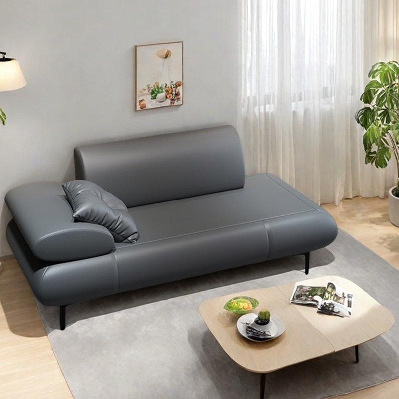 Chaise longue en similicuir léger et luxueux, Face à la gauche, Gris