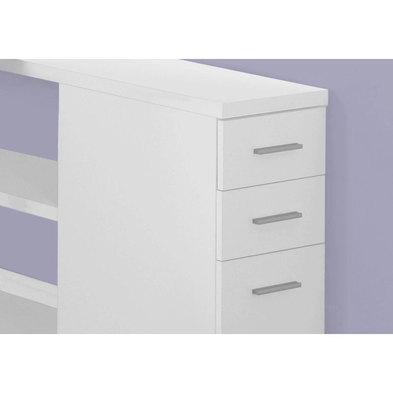 Bureau d'ordinateur, bureau personnel, coin, gauche, configuration à droite, tiroirs de rangement, forme en L, travail, stratifié pour ordinateur portable, métal, contemporain, moderne