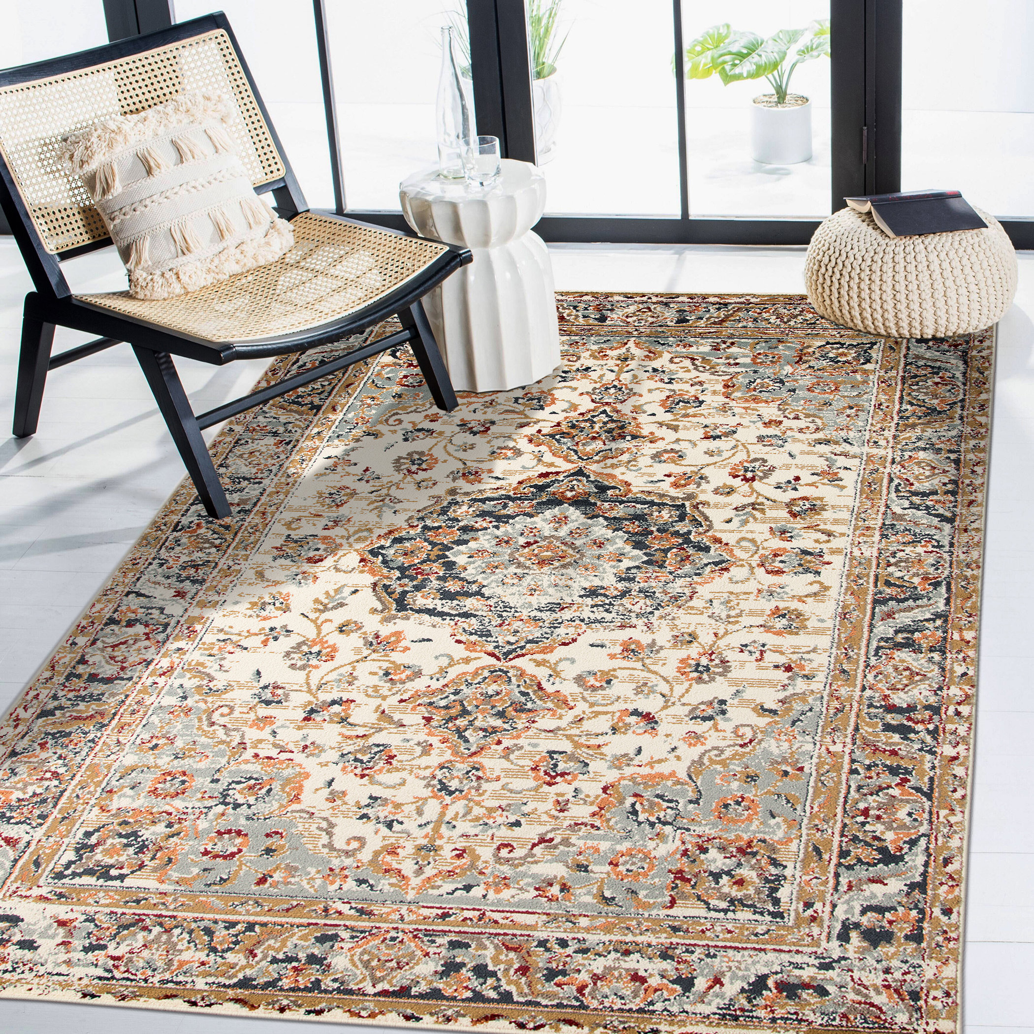 Fleur De Lis Living Massimo Medallion Durable Performance Indoor Area ...