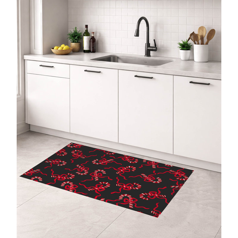 Tapis de cuisine Candycanes & Bows, Gris anthracite, L 60 po x L 84 po