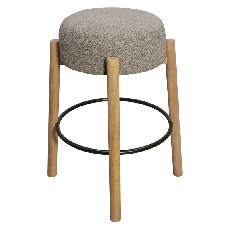 Tabouret Natalia en tissu bouclé, Gris, Tabouret de bar (siège d’une hauteur de 30 po)