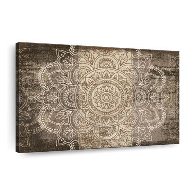 Mandala On Wood Canvas Print