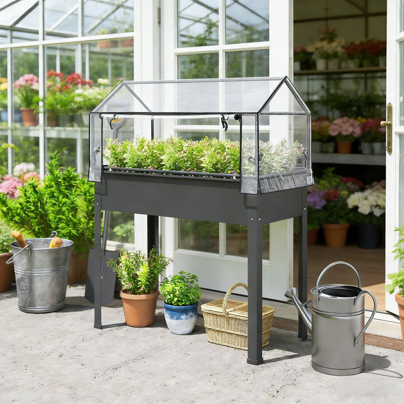 Jardinière extérieure surélevée, lit pour plante, Gris foncé