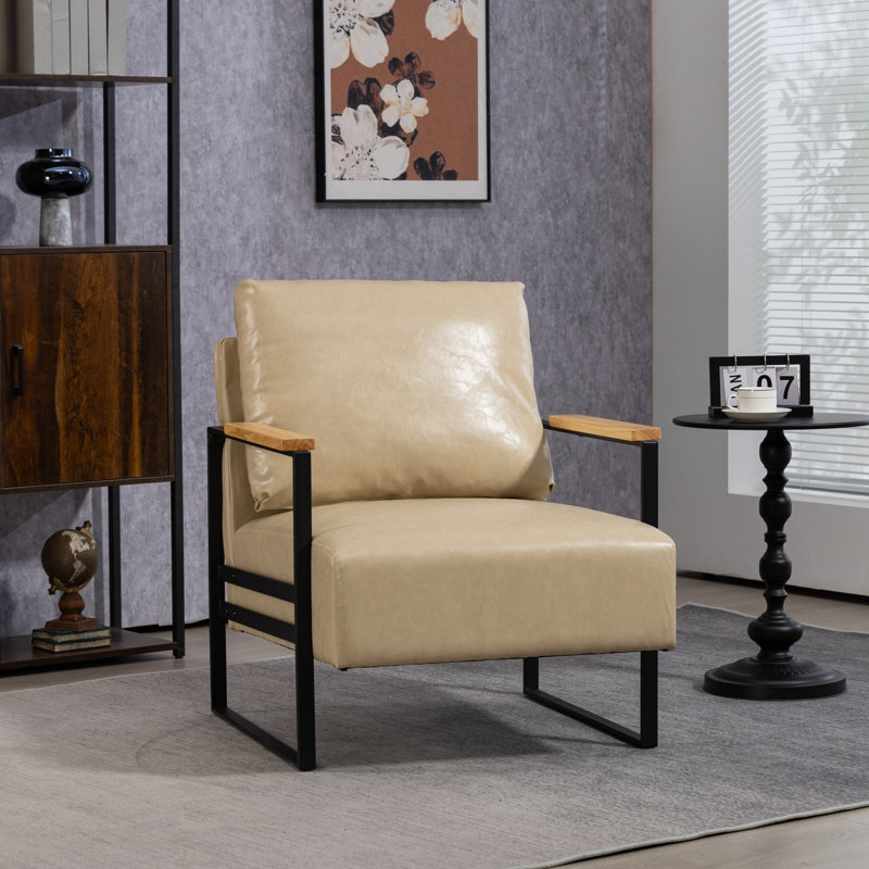 Chaise d'appoint en cuir pour salon, fauteuil de style Mid-Century pour chambre à coucher